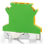Erayco USLKG2.5 Ground Circuit Connection Terminal Block, Screw Clamp, 600V 20A 24-12AWG, DIN Rail Mounted, Pack of 50 (Green & Yellow)