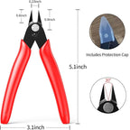 BOENFU Precision Wire Cutters Flush Cutters for 3D Print, Plastic Models, Jewelry Making, Electronics, 5 Inch Small Nippers Sprue Cutter, Red, 2-PCS