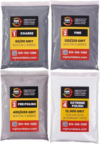 Refill Grit Kit w MJR Tumblers Premium Quality Extreme Polish 12,000 Grit Sub Micron Aluminum Oxide Polish for Unparalleled Result. For 35lb Rock Tumblers w Silicon Carbide, Disabled and Veteran Owned
