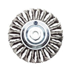 Benchmark Abrasives 6" x 5/8" Standard Twist Knot Wire Wheel with Arbor 5/8"-11 Thread for Weld Cleaning, Weld Spatter Removal, Stripping, Use with Angle Grinders - Carbon Steel