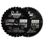 10 Inch 32T & 60T ATB Circular Saw Blades with 5/8 Inch Arbor for Miter/Table Saw, Combo Pack for General Purpose & Fine Finish Wood Cutting