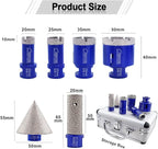 SHDIATOOL Tile Diamond Drill Bits Set,Porcelain Hole Saw, Cutter for Marble Ceramic Granite 6pieces(20/25/35/50/20MM/2 inch)