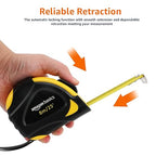 Amazon Basics Self-Locking Tape Measure, 25 feet (8-meters), inch/metric Scale, MID Accuracy, 2-Pack, Yellow