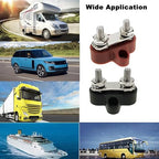 Heart Horse Bus Bar Terminal Block 1/4'' Power Stud Battery Junction Block Post Distribution Block Insulated with Cover DC 48V 200A for Auto Truck RV Boat (1/4'',Red+Black)