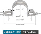 10 pcs 1-3/8" Conduit Clamp 304 SS Pipe Support U Bracket, Tube Clamp for Cable/Water Pipe, Heavy Duty Strap Clamps | OD 1-3/8" | 10 pcs