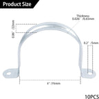 3 Inch Reinforced Rigid Pipe Strap, 2 Holes U Bracket Cable Clamp Hanger, Zinc Coated Tension Tube Clip, Conduits Strap Clamps for Pipe Fixing on Various Surfaces, 10 PCS(75 mm)