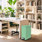 Bathroom Trash Can with Lid，5 Liter / 1.3 Gallon Small Trash Can with Removable Liner Bucket, Soft Close lid & Step Pedal, Stainless Steel Trash Bin for Bathroom,Bedroom,Home Office, Green