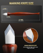 RAVS Double Bevel Striking Marking Knife Woodworking and Leather Sheath, Premium Rosewood Handle Scribing Knife with High Carbon Steel Blade for All Sorts of Wood