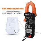 AIOMEST Digital Clamp Meter, TRMS 6000 Counts Multimeter NCV Tester for AC/DC Voltage Current Capacitance Temp Frequency Resistance Measuring with Backlit AI-7200B