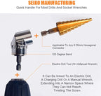 Impact Grade Power Hand Tools Driver Sockets Adapter Extension Set, 3Pcs 1/4 3/8 1/2" Hex Shank Drill Nut Driver Bit Set + 105 Degree Right Angle Driver Extension Screwdriver Drill Attachment