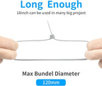18 inch Silver Zip Ties Heavy Duty 100 PACK, 200 LBS Ultra Exclusive Strong Plastic Wire Ties, Large Cable Ties Extra Long Tie Wraps, Indoor and Outdoor UV Resistant