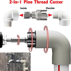 Pipe Threading Tool Kit with Internal & External Threader, 1/2"+ 3/4" Pipe Sizes Rethreading Tool,Pipe Thread Cutting Tool, Electric Drill Compatible PVC Pipe Threader Kit, Pipe Sizes Rethreading Tool