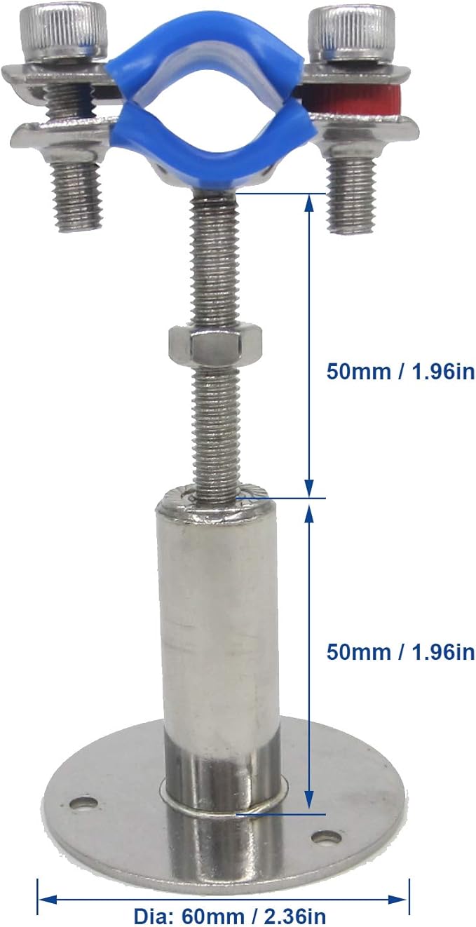 Stainless Steel Adjustable Pipe Clamp Bracket - Wall/Ceiling Mount Support for 1-1/4 Inch Pipe, Heavy-Duty Rustproof Brackets with Screws, Set of 2