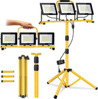 21000 Lumen LED Work Light with Stand -3 Head Portable Work Light 6500 Kelvin Color IP66 Waterproof Tripod Worklights for Job Site Workshop Garage Construction Site Lighting (3-Head)