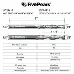 FivePears Up&Down Cut Spiral Router Bits Set for CNC, 1/4 inch Cutting Diameter and 1-1/4 inch Cutting Length 1/4 inch Shank Carbide End Mill Router Bit for Wood Carving Engraving Grinding Grooving