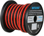 BNTECHGO 8 Gauge Flexible 2 Conductor Parallel Silicone Wire Spool Red Black High Resistant 200 deg C 600V for Single Color LED Strip Extension Cable Cord,Model,20ft Stranded Tinned Copper Wire