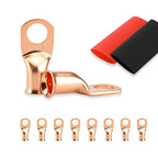 8PCS Battery Cable Ends, 1 Gauge Wire Connectors 1/2 Copper Wire Lugs, Bare Copper Eyelets with Heat Shrink Tubing by HOUSUN