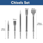 17Pcs Rotary Hammer Drill Bits and Chisel Set - SDS-Plus Carbide-Tipped Drill Bits and Chisels with Storage Case - Tools for Concrete Brick Stone and Other Masonry Construction Materials