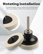 Rocaris 20 Pcs 2 Inch Compressed Wool Fabric Disc Polishing Buffing Pads Wheels Disc Pad Holder with 1/4" Shank Perfect for Cleaning Polishing Sanding Projects…