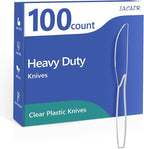 SACATR 100 Count Heavy Duty Plastic Knives Disposable, BPA-Free Clear Plastic Knives，Suitable for Party, Events and Everyday Use