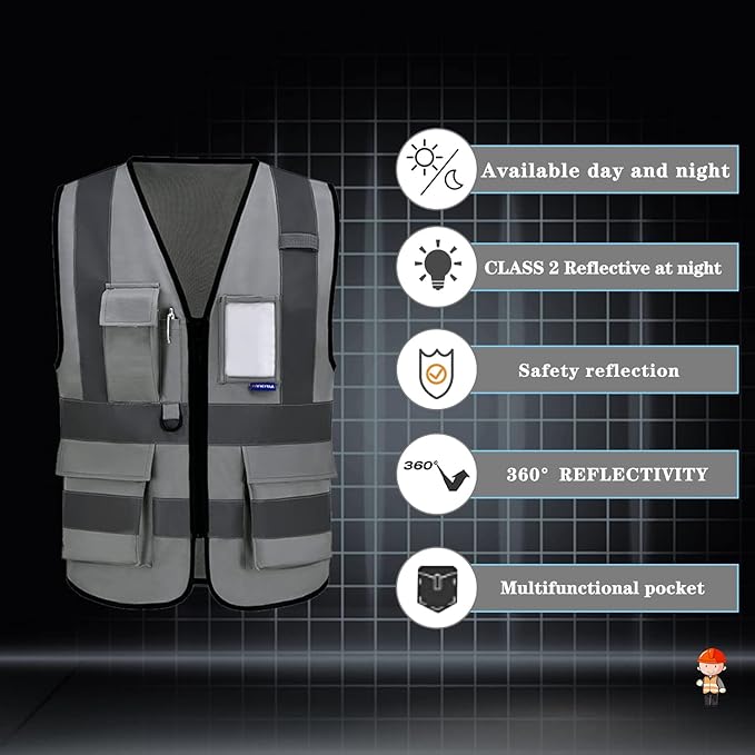 A-SAFETY XSmall grey manager vest work