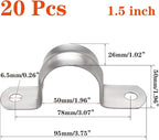 20 Pcs 1.5inch Rigid Pipe Strap,Two Hole Stainless Steel Strap U Bracket, Widened Tube Strap Tension Clip Assortment Kit Heavy Duty Pipe Clamp（50mm）