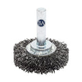 Benchmark Abrasives 1-1/2" Mounted Crimped Wire Wheel for Cleaning deburring on Cast Iron, Steel, Titanium, Nickel, 1/4" Shank for Rotary Tools, Coarse Grit - Carbon Steel