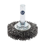 Benchmark Abrasives 1-1/2" Mounted Crimped Wire Wheel for Cleaning deburring on Cast Iron, Steel, Titanium, Nickel, 1/4" Shank for Rotary Tools, Coarse Grit - Carbon Steel