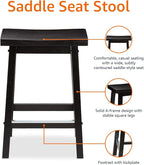 Amazon Basics Solid Wood Saddle-Seat Kitchen Counter Barstool with Footrest, Easy Assembly - 24-Inch Height - Black - Set of 2