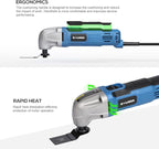 Oscillating Tool, 1.5A Oscillating Multi Tool with with 3° Oscillation Angle, 12 Piece Accessories Scraping, Grinding, Sanding, Cutting