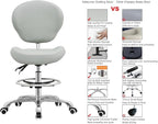 Kaleurrier Adjustable Stools Drafting Chair with Backrest & Foot Rest,Tilt Back,Swivel Seat,Rolling Wheels,for Studio,Dental,Office,Salon and Counter,Armless Tall Home Desk Chairs (Grey)