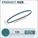HARFINGTON 1/2 x 24 Inch Sanding Belts, 20 Pcs 120 Grit Zirconia Abrasive Belt Sander File Belt for Woodworking, Metal Polishing, Knife Sharpener
