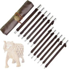 Esamploe 12 Pcs Stone Carving Tool,Tungsten Steel Soapstone Carving Kit,Gravers for Metal with Portable Leather Roll Bag,Hand Engraving Tools for Slate,Wood,Soft Limestone,Lapis Lazuli,Bamboo