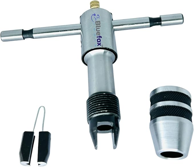 Reversible Ratchet T-Handle Tap Wrench - (5/32'' to 1/4''(4.0 to 6.0 mm)) | Adjustable Tool, Steel Thread Holder | Ratcheting T-shaped Tap Holder Wrench