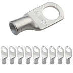 SELTERM 10pcs 6 AWG-3/8 Stud Tinned Copper Wire Lugs, Heavy Duty Battery Cable Ends,6 Gauge Ring Terminals, UL Battery Lugs Marine Grade Copper Eyelets Electrical Battery Terminal Connectors