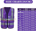 A-SAFETY Safety vest purple Protective Reflective Safety Vest Workwear, 7 Pockets Hi Vis Durable Vest with Reflective Tapes, 4 Lower Pockets, Purple