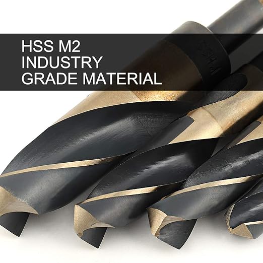 COMOWARE 5/8" Reduced Shank Drill Bit, HSS M2, Black & Gold Drill Bit with 3-Flat 1/2" Shank, 135° Split Point, Metal Drills Bits for Steel/Aluminum/Iron/Plastic/Wood, for Electricians & DIY