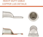 10pcs 2/0 AWG-5/16(M8) Tinned Copper Ring Terminals Battery Lugs, Heavy Duty Wire Lugs, Battery Cable Connectors