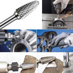 Carbide Burr Set 1/4" Shank SF-5 Die Grinder Bits Tungsten Double Cut Burr Bits (1/2" Cutter Dia X 1" Cutter Length) for Die Grinder Kits Metal Grinding Drilling Polishing (3pcs)