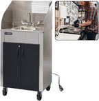 Ozark River Portable Sinks Elite PRO1, Free Standing Portable Concession Sink, Commercial Restaurant Portable Sink with Hot Water, Stainless Food Service Sink, Black Doors-Black Edges-Splashguard