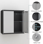 Metal Garage Wall Cabinet, 28" Wall Mount Storage Cabinets with Locking Doors and Shelf, Metal Small Storage Cabinets for Garage, Laundry Room, Kitchen, Pantry