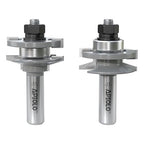 Professional 2PCS Bevel Style Rail and Stile Router Bits Set 1/2 Inch Shank, 3/8 Inch Cutting Depth, Up to 7/8 Inch Stock, Door Frame Shaper Cutters Raise Panel Making Router Bit Set