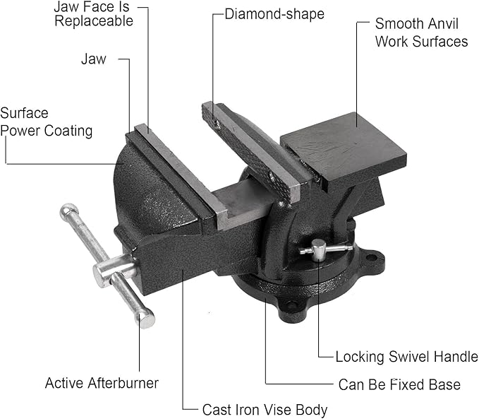 Bench Vise Heavy Duty 7 inch Table Clamp-Vise, Bench-Table Vice Clamp with 6-inch Jaw Width and 7.3-inch Jaw Opening, Woodworking Workbench Vise with Bolts & Nuts