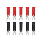 10Pcs 4mm U/Y Type Electrical Crimp Terminals, Banana Plug Adapter Insulated Fork Spade Wire Connector Conversion U Plug Into Banana Jack Adapter Accessories for Banana Plug Multimeter