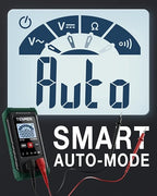 TM-510 Digital Multimeter, 4000 Counts, Smart Measurement, Auto-Ranging Voltmeter; Voltage Tester with Non-Contact Voltage Function, Measures AC/DC Voltage, Resistance, Continuity – Green