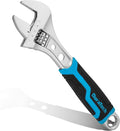 DURATECH 8 Inch Adjustable Wrench, 3-in-1 Spanner with Box End/Hex Function, CR-V Steel, Metric & SAE Scales, Chrome-plated, Bi-material soft Grip