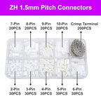 ZH 1.5MM Connectors and Crimp Terminal kit Compatible with JST ZH 1.5 Connector 2/3/4/5/6/7/8/9/10 Pin Housing
