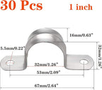 30 Pcs 1inch Rigid Pipe Strap,Two Hole Stainless Steel Strap U Bracket, Widened Tube Strap Tension Clip Assortment Kit Heavy Duty Pipe Clamp（32mm）