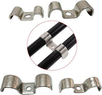 6pcs 10mm(2/5 inch) Double Line Clamp Heavy Duty 1 Hole Conduit Strap 304 Stainless Steel M-Type Pipe Strap For Wire Pipe Cord Installation