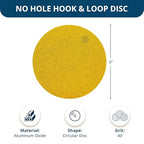 Benchmark Abrasives 5" Premium Aluminum Oxide Stearated Gold No Holes Hook and Loop Discs for Sanding of Metals Non-Ferrous Metals Wood Plastic Fiberglass (Pack of 50) - 40 Grit